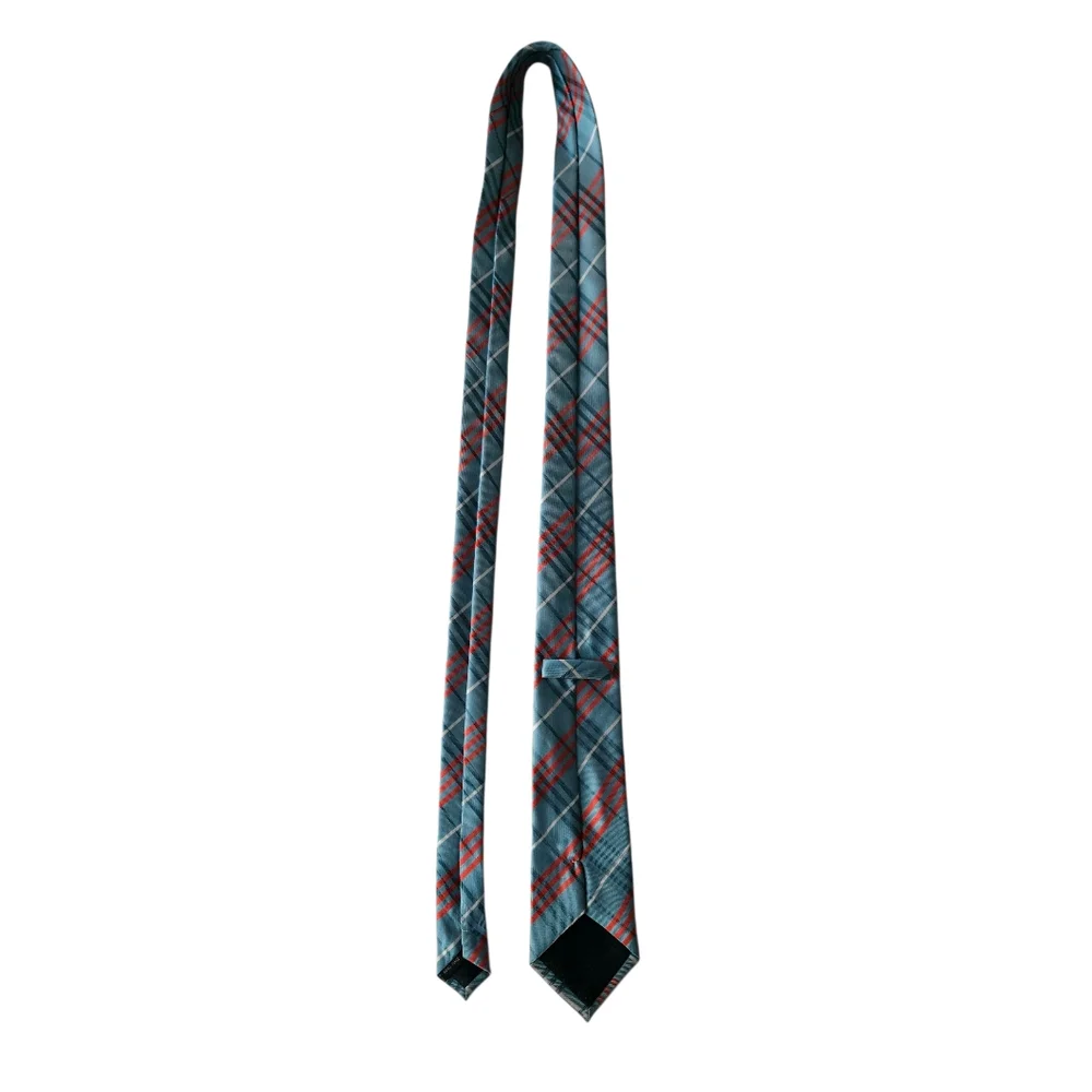 Stylish Plaid Blue/Orange Handmade 100% Silk Tie